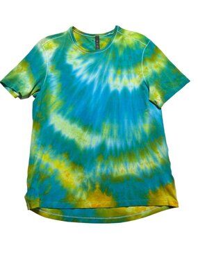 Lululemon Mens 5 Year Basic Tee Custom Tie Dye Blue Green Yellow Size L